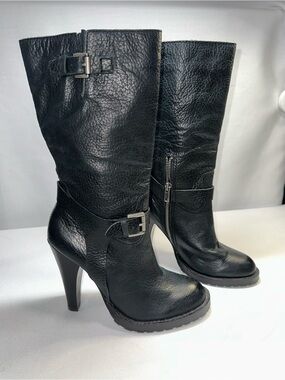 Mia Limited Edition Women Bianka Black Leather Boot LE BL4329 Buckle Size 7